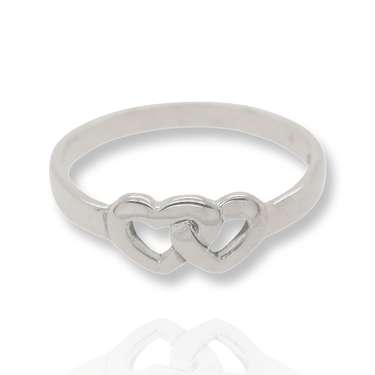 Silver Two Hearts Ring
